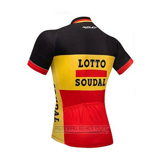 2018 Fahrradbekleidung Lotto Soudal Shwarz Gelb Rot Trikot Kurzarm und Tragerhose